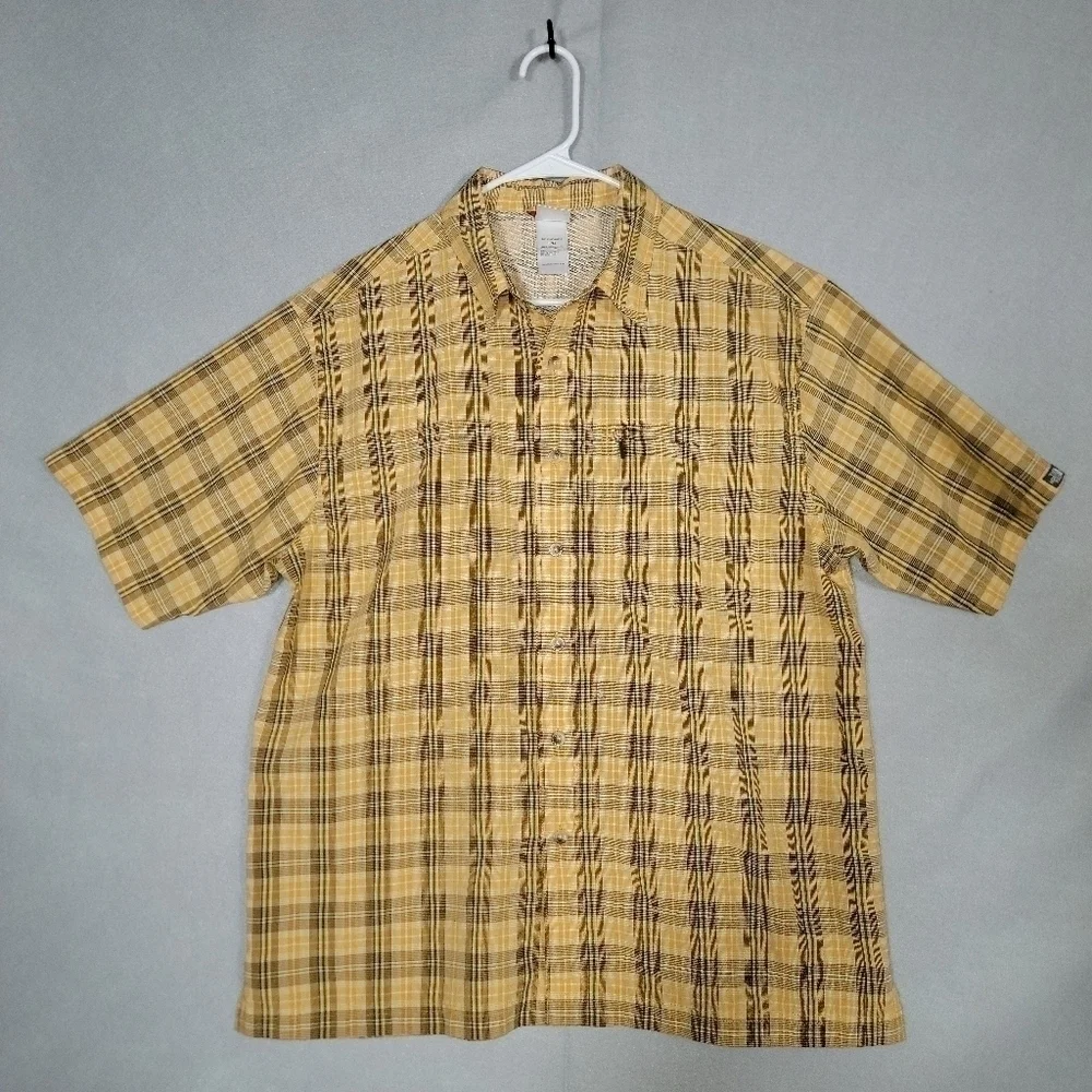 The North Face Mens Yellow Plaid Button Up Shirt Size Large